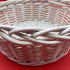 Vintage Large White Wicker Basket With Handle Easter Decor Farmhouse Cottage