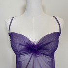 Sheer Purple Babydoll Chemise Feather Trim Lingerie Nightgown M Y2k Fairy