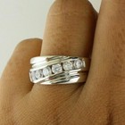 3 Ct Round Cut Real Moissanite Men s Engagement Band Ring 14k White Gold Plated