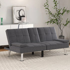 Futon Versatile Sofa Bed With Cup Holders Usb Port Foldable 2-seater Guest Be   