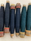 Wrapped Wood Quills  4 Green  4 Red  4 Dark Blue  Bobbins  Spools  Lot Of 12