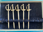 5 Tiffany   Co  Sterling Silver Sword Cocktail Picks W box  -  925 Sterling