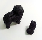 Vintage Black  Chow Dog  Figurines Stone Resin Set Of 2 Heavy