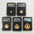 2018 China Panda - 5-coin Gold Set - 57 Grams - Ngc Ms70 Er Early Releases