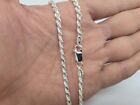 925 Sterling Silver Solid Rope Chain Necklace Diamond Cut 4mm 7  To 30 