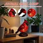 Cardinal Stained Glass Table Lamp Vintage Resin Bird Night Light Home Decor
