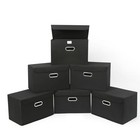  Fabric Storage Cube Bins Foldable Organizer Container Collapsible 6 Pcs Black