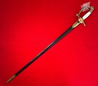 Antique Austro-hungary 1800 s Lionhead Court Sword With Leather Scabbard