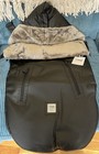 New With Tag 7am Enfant Waxed Pod Stroller Footmuff Black With Grey Faux Fur