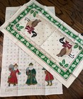 Vintage Christmas Linen Tea Towels Santa Geese Holly Kitchen Towel Lot 2