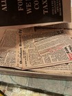 Vintage Cigar Box Of Vintage Newspaper Clippings From The 80s And Writing