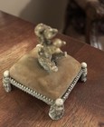 Vintage Florenza French Poodle Holding A Genuine Pear  Pin Cushion  