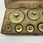 Brass Apothecary Vintage Weight Set In Fitted Wood Case Graduated Brass Weights