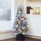 4 5 Ft Pre Lit Glitter Flocked Potted Artificial Christmas Tree 1739977