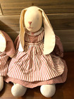 Vintage Bunny Couple Plush Stuffed Animal Toy Easter Handmade Muslin