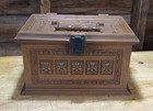 Vintage Max Klein Brown Plastic Sewing Box Storage Container Mcm Ornate Case