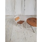 Vintage Mini Outdoor Chair Table Wooden White Dollhouse Accessory Set Table