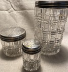 Gorgeous Antique Crystal Sterling Lid Vanity Jar Set English Hallmarks 1838