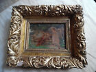 Antique Oil Painting On Board In Gold Wood Frame