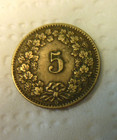 1872 B Switzerland Swiss 5 Rappen Coin