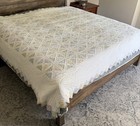 Vintage Hand Quilted Patchwork Quilt 101x84 Triangles In Squares   2 Shams