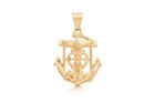Gold Anchor Jesus Necklace  14k Gold Plated  7mm Curb Chain  No Fade
