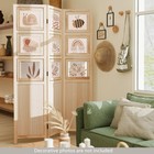 Giantex 3 Panel Room Divider 67   Natural With 9 Rotating Picture Frames