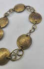 Vtg 7 5  Peruvian Brass Coins Link Bracelet Handmade 6 Coins Dated 1976