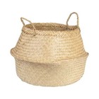 Handwoven Seagrass Basket Storage With Handles And Zigzag Design  Natural