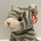 New W tags ty  silver  Gray And White Tabby Cat kitten 10  Beanie Buddy