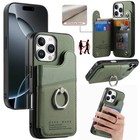 For Iphone 17 16 15 14 13 12 11 Plus Pro Max Air Leather Wallet Case With Ring