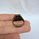 Yellow Lima Copper Tibetan Swastika Buddhism Protective Amulet Adjustable Ring