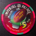 Imperial Palace Hotel   Casino 1997  5 Five Gaming Poker Chip Football Las Vegas