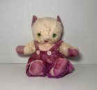 Vintage 1950s Gund J Swedlin Plush Pink Kitty Cat With Overalls