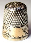 Antique Simons Bros Gold Band Sterling Silver Thimble  Chased    diamonds     C1900s