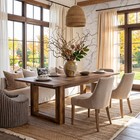 63  Farmhouse Dining Table For 6  Rustic Brown Rectangular