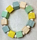 Vintage Colorful Soft Rubber Baby Teething Blocks  12  Numbers   Letters Clean 