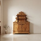Antique Italian Renaissance Burled Walnut Buffet With Tiered Shelf Top Hutch