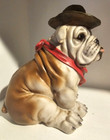 English Bulldog Statue Figurine Cowboy Hat   Bandana