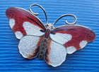 Norwegian Enamel Butterfly Brooch Vintage Sterling Silver Hroar Prydz Norway