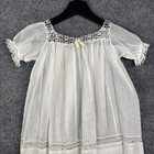 Antique Early 20th Century Baby Cotton Voile Dress With Bobbin Lace Handmade