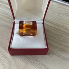 Vtg Mid Century Modern Lucite Acrylic Ring Sz 5 5 Striped Amber Orange Clear