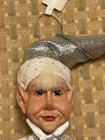 Nwt Christmas Silver White Leprechaun Fairy Elf Ornament New  ceramic Face hands