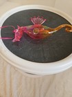 Vintage Handblown  Glass Sea Horse Pink Glitter Christmas Ornament Mermaid Beach