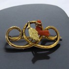 Vintage Gold Filled Victorian Natural Red Sea Coral Brooch pin 1 25    X 5 8   