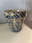 Vintage Brothers Potteries Norwich Ontario Blue Spongeware Flower Pot Planter
