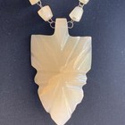 Cream Stone Carved Arrowhead Spear Knife Necklace 23 5 