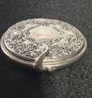Vintage Silver Tone Compact  Floral Scroll Round  Mirror Powder Case Retro 