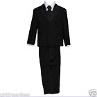 Black Boy 5 Pcs Tuxedo Tie Suit 6-12m 18m 2 3 4 5 6 7 8 10 12 14 16 18 20