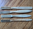 Lot 4 Antique French Bone Toothbrushes Superfin Paris Victorian Era No Bristles